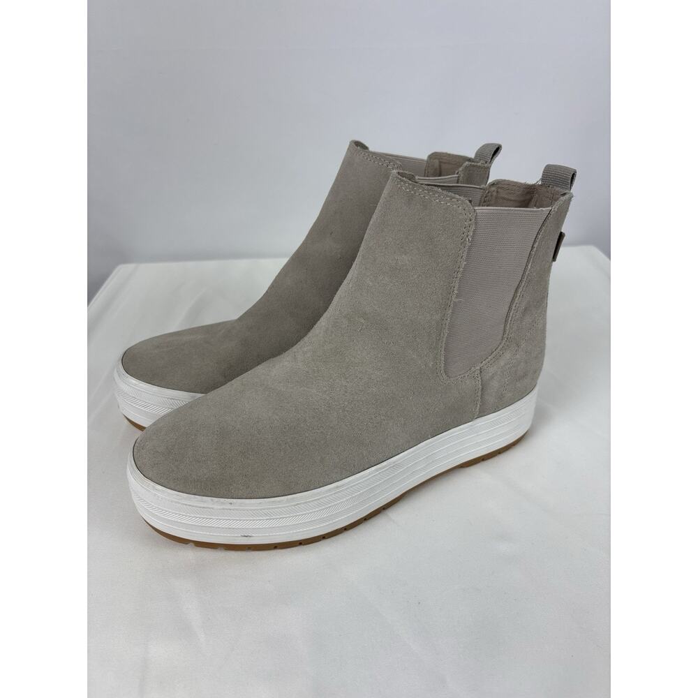 Keds The Platform Chelsea High Top Sneakers Boots Grey Taupe Suede 8